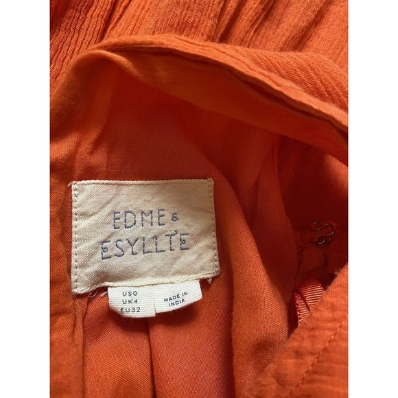 Edme & Esyllte Anthropologie Orange Sleeveless V-Neck Lined Maxi Dress Sz 0 - Picture 5 of 11